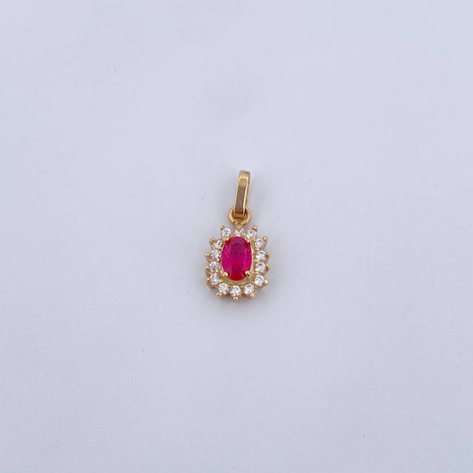 Dije Halo 1.25gr / 1.8cm / Circones Fucsia Blancos Oro Amarillo 18K &