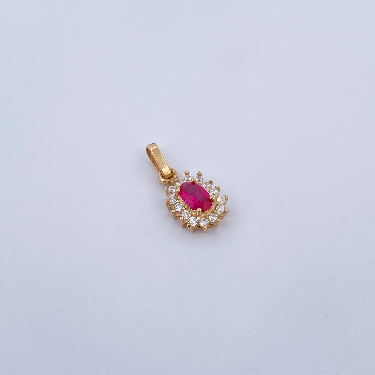 Dije Halo 1.25gr / 1.8cm / Circones Fucsia Blancos Oro Amarillo 18K &