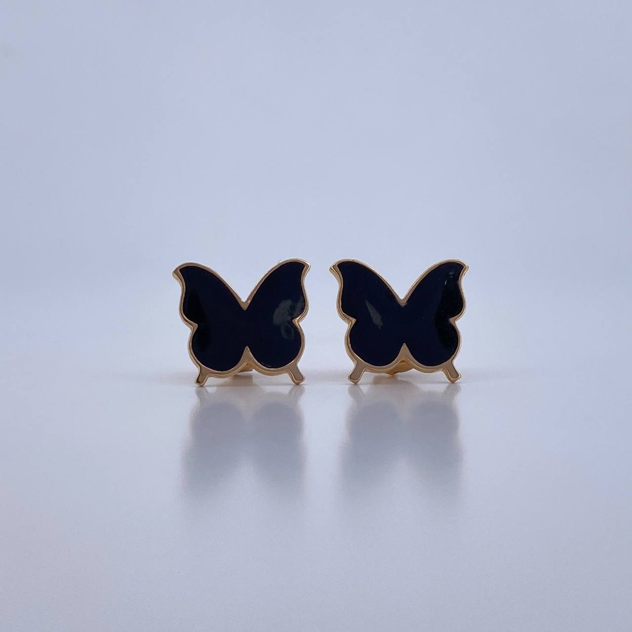 Topos Mariposa 2.45gr / Electroestatico Negro Oro Amarillo 18K &