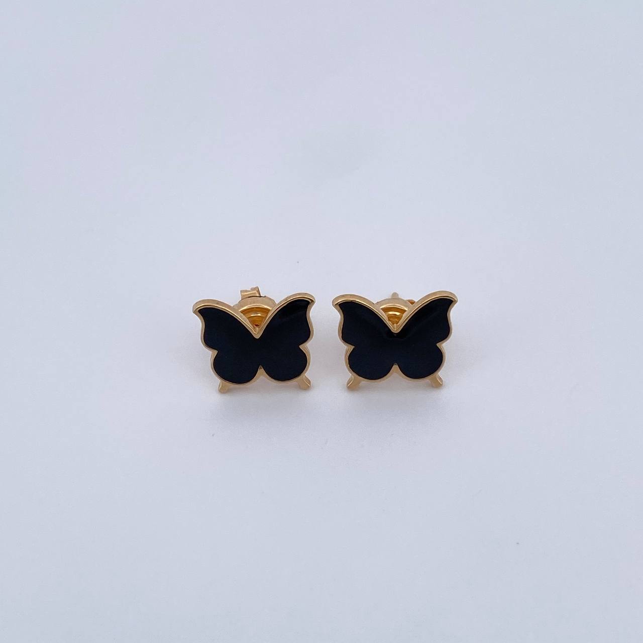 Topos Mariposa 2.45gr / Electroestatico Negro Oro Amarillo 18K &