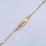 Pulso Bebé Cajon Corazon Azul 1.4gr / 12.8cm-14.5cm / 1.5mm Placa Rectangular Curva Oro Amarillo 18K &