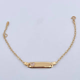 Pulso Bebé Cajon Corazon Tornasol 1.45gr / 13.1cm-14.5cm / 1.6mm Placa Rectangular Curva Oro Amarillo 18K $