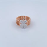 Anillo Malla Oso Ts 7.55gr / T7 3/4 / Dos Oros Blanco Rosa 18K &