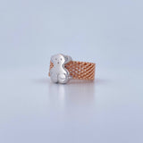 Anillo Malla Oso Ts 7.55gr / T7 3/4 / Dos Oros Blanco Rosa 18K &
