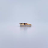 Anillo Fecha Romana 2.45gr / T6 1/2 / Circones Rosados Morados Azules Blancos Dos Oros Amarillo Blanco 18K &