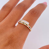 Anillo Fecha Romana 2.45gr / T6 1/2 / Circones Rosados Morados Azules Blancos Dos Oros Amarillo Blanco 18K &
