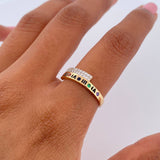 Anillo Fecha Romana 2.4gr / T7 / Circones Colores Dos Oros Amarillo Blanco 18K &