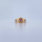 Anillo Correa Corona RX 4.65gr / T6 1/4 / Circones Blancos Tres Oros 18K &