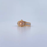 Anillo Correa Corona RX 4.65gr / T6 1/4 / Circones Blancos Tres Oros 18K &