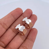 Candongas Malla Oso Ts 4.55gr / 1.5cm / Dos Oros Blanco Rosa 18K &