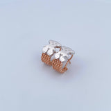 Candongas Malla Oso Ts 4.55gr / 1.5cm / Dos Oros Blanco Rosa 18K &