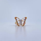 Anillo Mariposa 4.8gr / T7 1/2 / Circones Colores Dos Oros Amarillo Blanco 18K &
