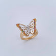 Anillo Mariposa 4.8gr / T7 1/2 / Circones Colores Dos Oros Amarillo Blanco 18K &