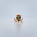 Anillo Tortuga 3.9gr / T5 3/4 / Circones Fucsias Verdes Blancos Oro Amarillo 18K &