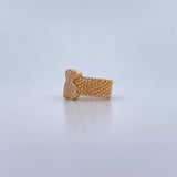 Anillo Malla Oso Ts 7.55gr / T6 1/2 / Circones Blancos Oro Amarillo 18K &