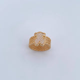 Anillo Malla Oso Ts 7.55gr / T6 1/2 / Circones Blancos Oro Amarillo 18K &