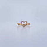 Anillo Silueta Corazon 1.8gr / T6 3/4 / Circones Blancos Oro Amarillo 18K &