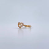 Anillo Silueta Corazon 1.8gr / T6 3/4 / Circones Blancos Oro Amarillo 18K &