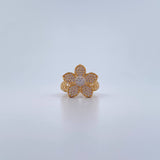 Anillo Flor Sakura 3.5gr / T5 3/4 / Circones Blancos Dos Oros Amarillo Blanco 18K &