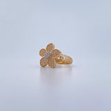Anillo Flor Sakura 3.5gr / T5 3/4 / Circones Blancos Dos Oros Amarillo Blanco 18K &