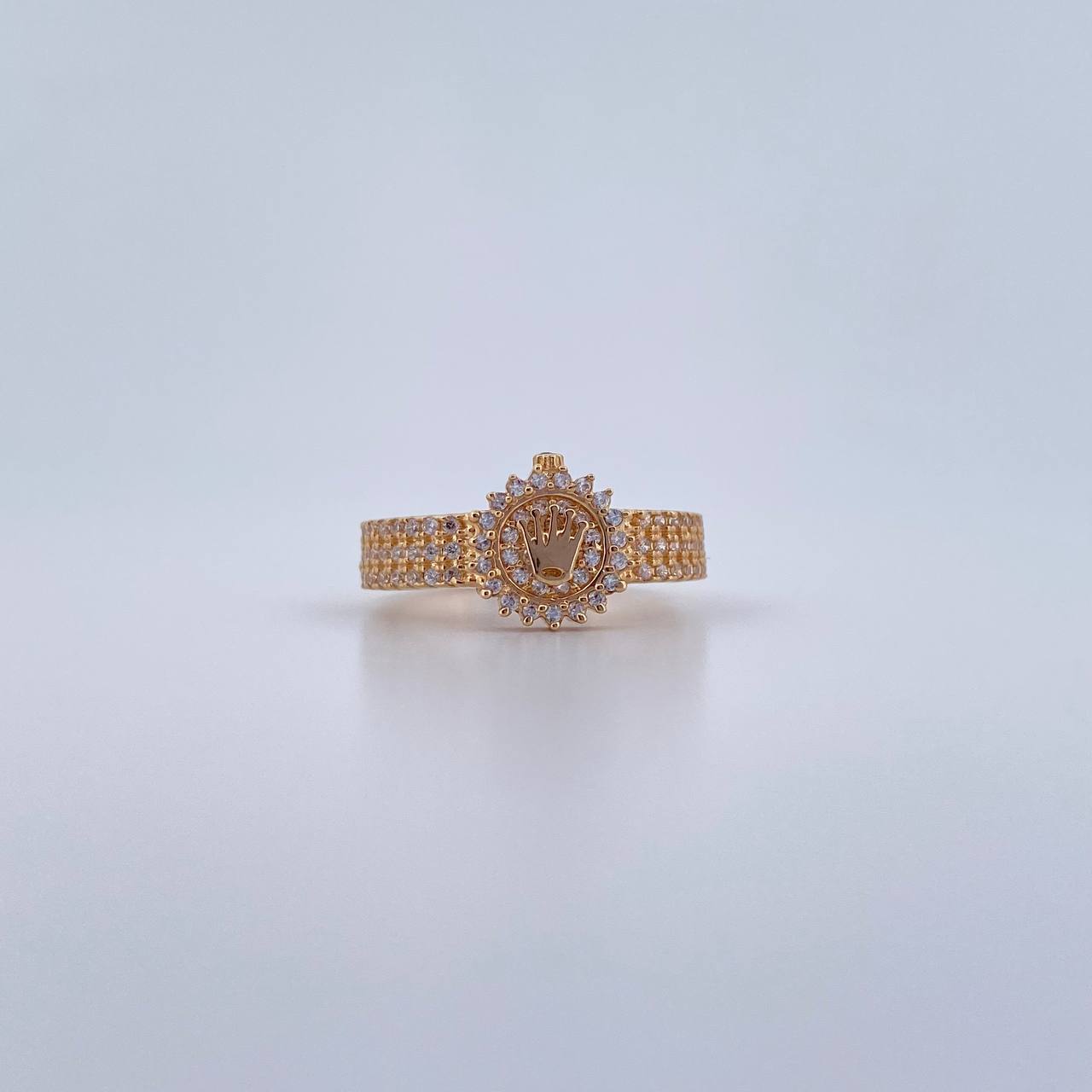 Anillo Correa Corona RX 3.75gr / T8 / Circones Blancos Oro Amarillo 18K &