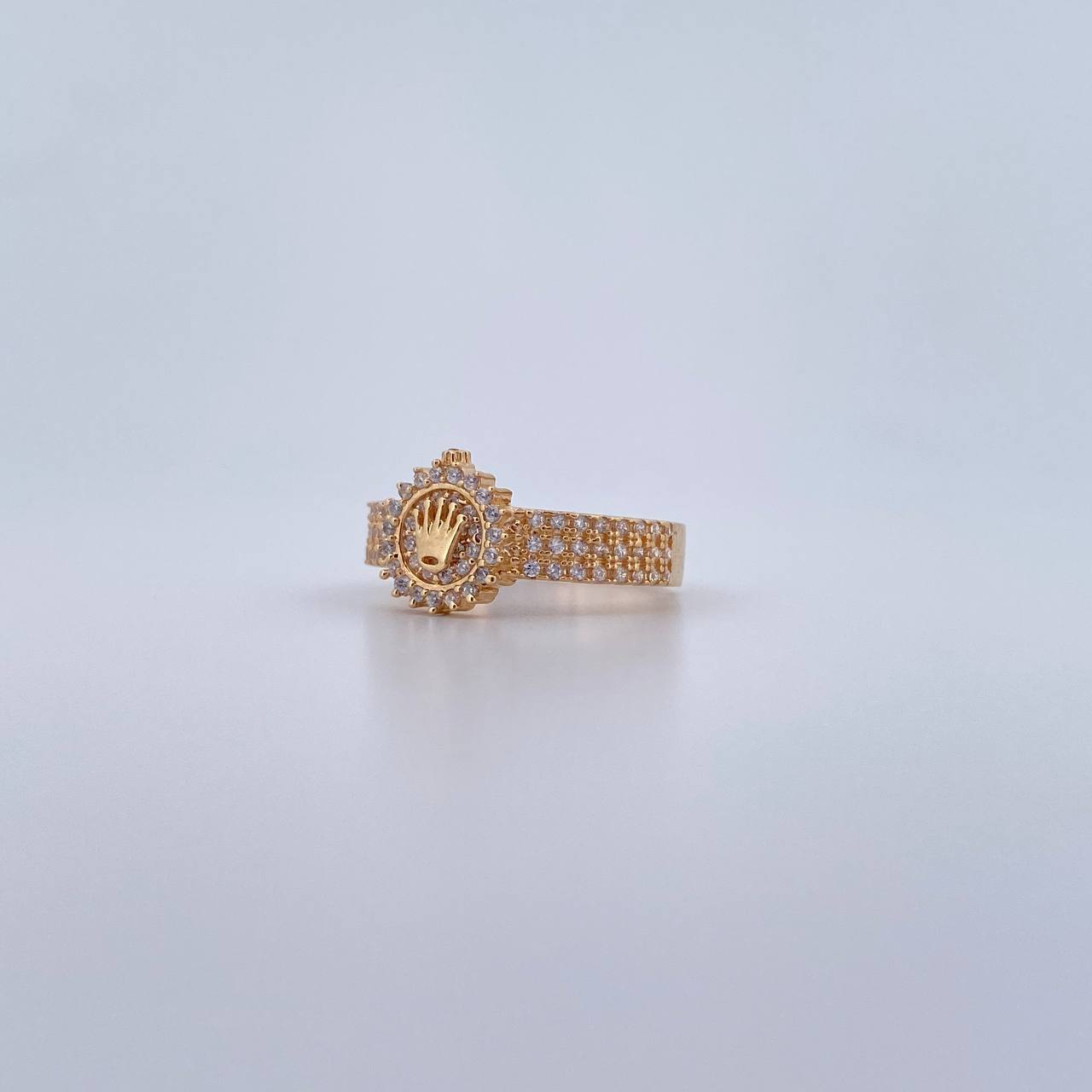 Anillo Correa Corona RX 3.75gr / T8 / Circones Blancos Oro Amarillo 18K &