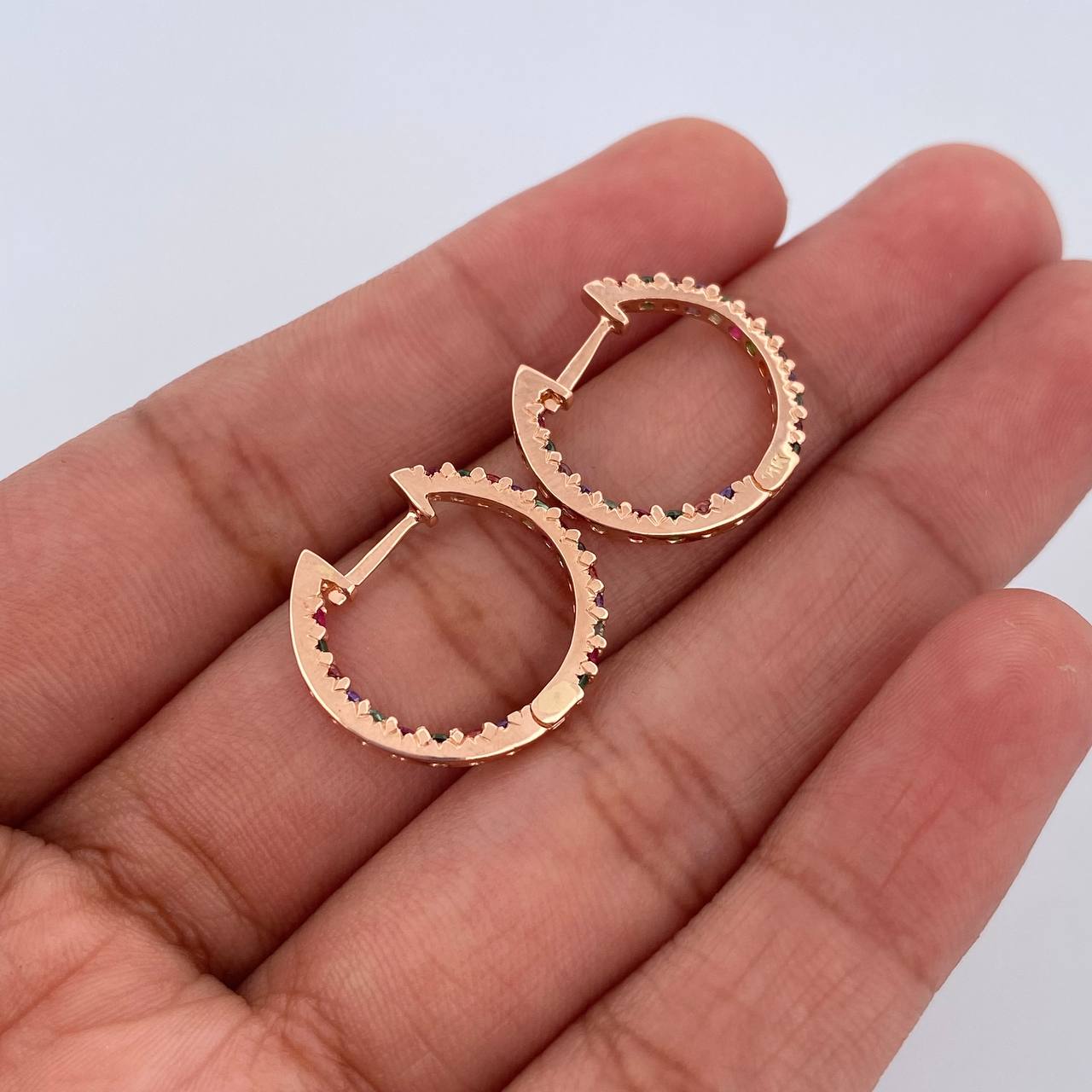 Candongas Carril Invertido 3gr / 1.7cm / Circones Colores Oro Rosa 18K &