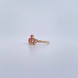 Anillo Corona 1.55gr / T7 1/4 / Circones Fucsias Blancos Oro Amarillo 18K &