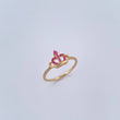 Anillo Corona 1.55gr / T7 1/4 / Circones Fucsias Blancos Oro Amarillo 18K &