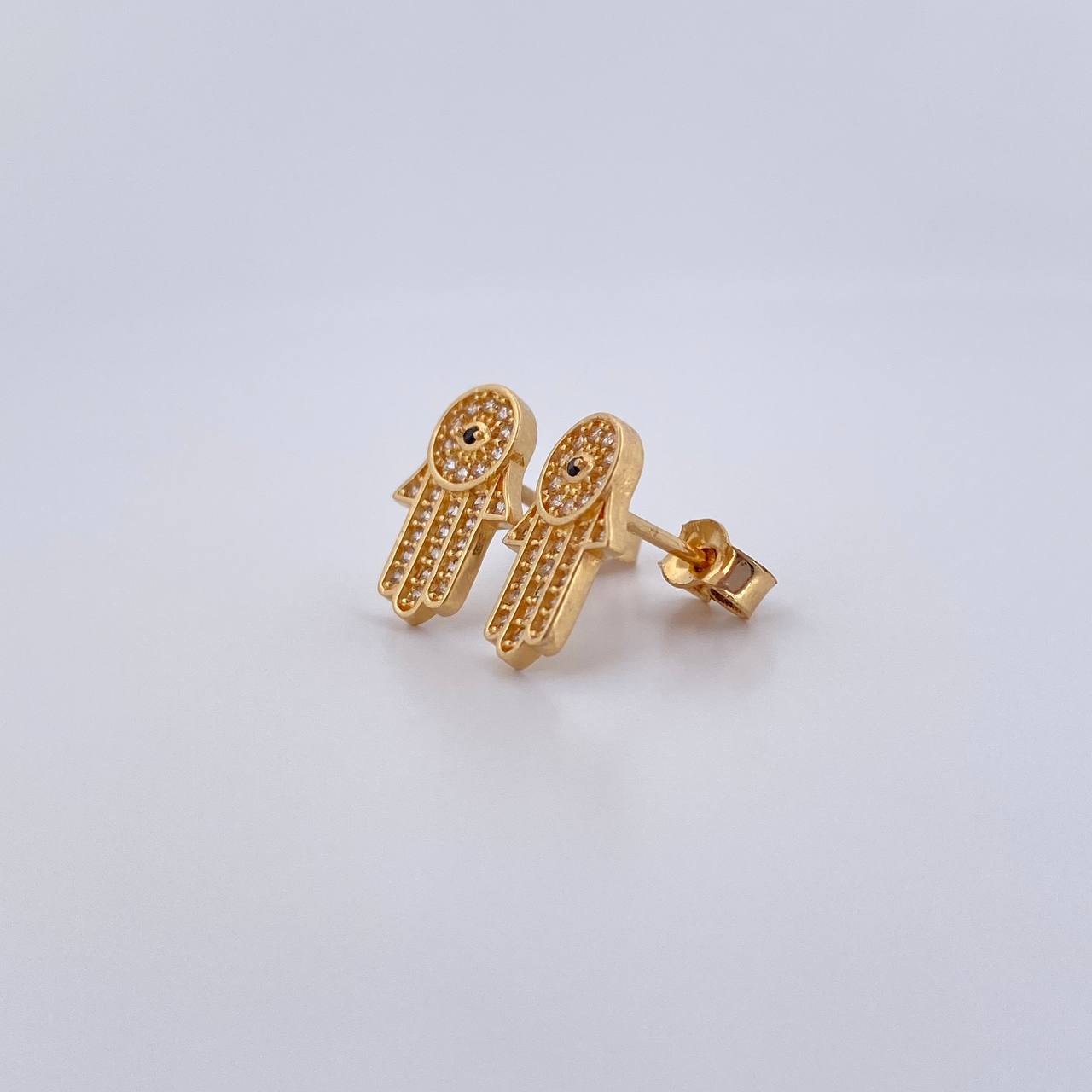 Topos Mano Hamsa 2.4gr / Circones Negro Blancos Oro Amarillo 18K &