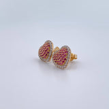 Topos Corazon 3.1gr / Circones Fucsias Blancos Dos Oros Amarillo Blanco 18K &