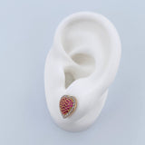 Topos Corazon 3.1gr / Circones Fucsias Blancos Dos Oros Amarillo Blanco 18K &