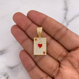 Dije Carta As De Corazon 4gr / 2.9cm / Circones Blancos Oro Amarillo 18K #
