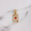 Dije Carta As De Corazon 4gr / 2.9cm / Circones Blancos Oro Amarillo 18K #