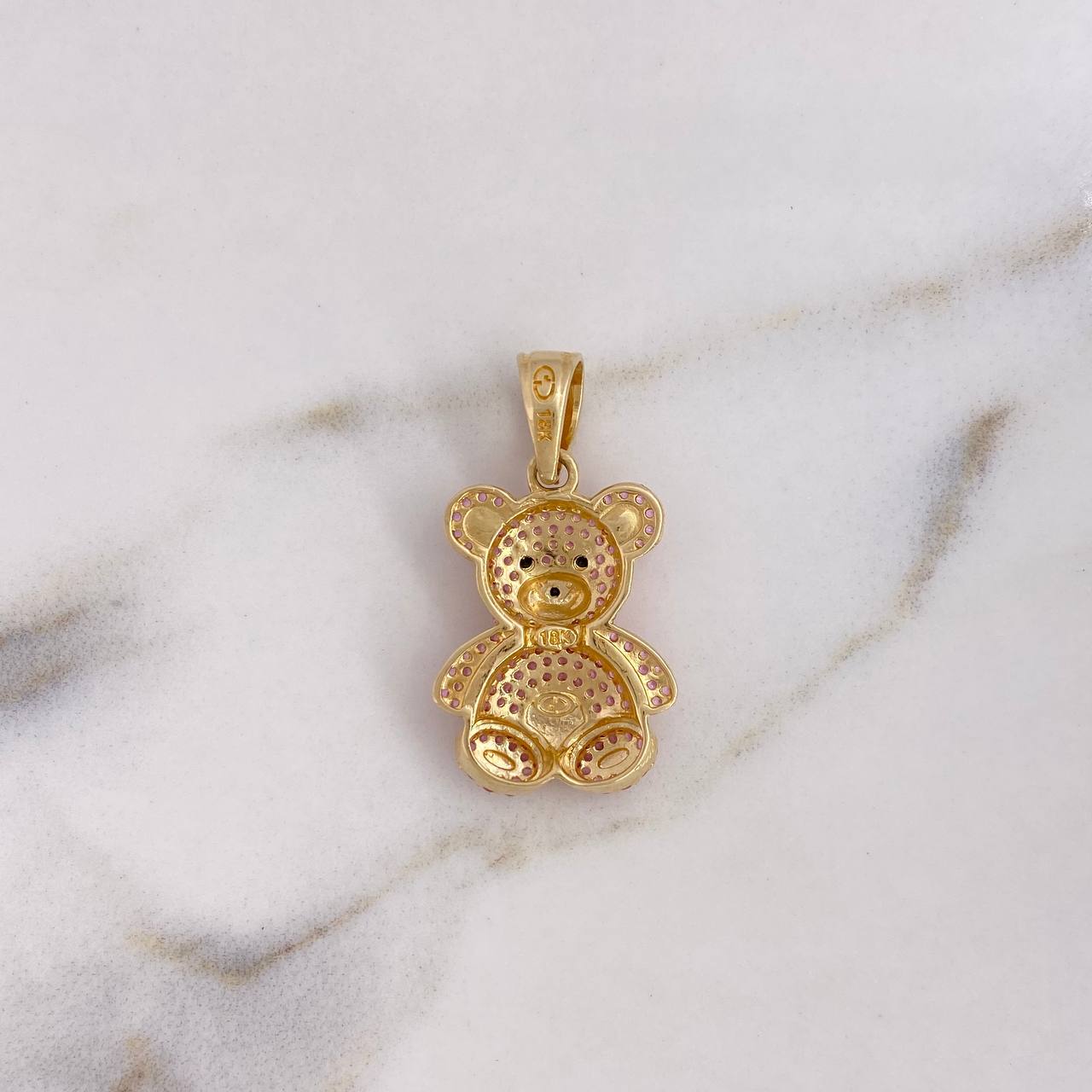 Dije Oso 4.75gr / 3cm / Circones Rosados Negros Oro Amarillo 18K $