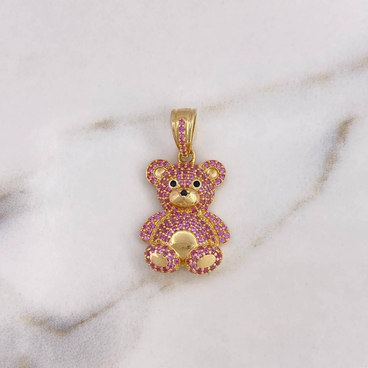 Dije Oso 4.75gr / 3cm / Circones Rosados Negros Oro Amarillo 18K $