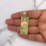 Dije 100 Dolares 9.2gr / 5cm / Circones Verdes Oro Amarillo 18K #