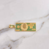 Dije 100 Dolares 9.2gr / 5cm / Circones Verdes Oro Amarillo 18K #