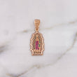 Dije Virgen Guadalupe 3.25gr / 3.2cm / Circones Blancos-Verdes-Fucsias Oro Rosa 18K $