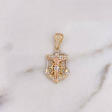 Dije Ancla Cristo Timon 3.55gr / 3cm / Circones Blancos Tres Oros 18K $
