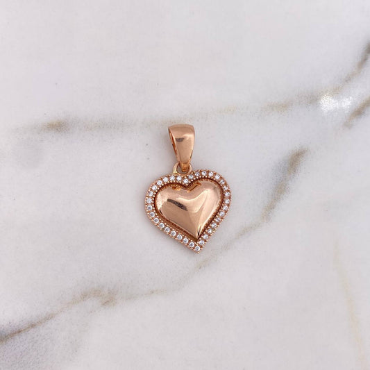 Dije Corazon 2.75gr / 2.5cm / Circones Blancos Oro Rosa 18K $