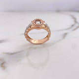 Anillo Corona RX 5.5gr / T7 1/2 / Circones Blancos Dos Oros Blanco Rosa 18K #