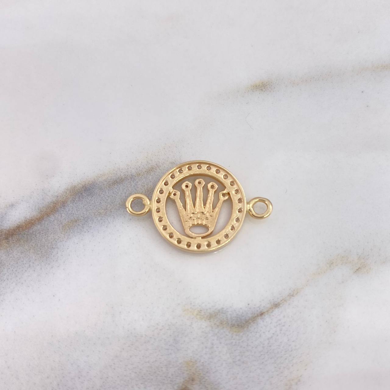 Herraje Corona RX 1.95gr / 2.2cm / Circones Blancos Oro Amarillo 18K &