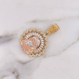 Dije Rostro Cristo 8gr / 3.7cm / Circones Blancos Tres Oros 18K &
