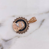 Dije Rostro Cristo 7.65gr / 3.7cm / Circones Negros Dos Oros Blanco Rosa 18K &