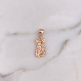 Dije Gato 1.9gr / 2.4cm / Circones Negros Blancos Oro Rosa 18K &