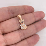 Dije Gato 1.9gr / 2.4cm / Circones Negros Blancos Oro Rosa 18K &