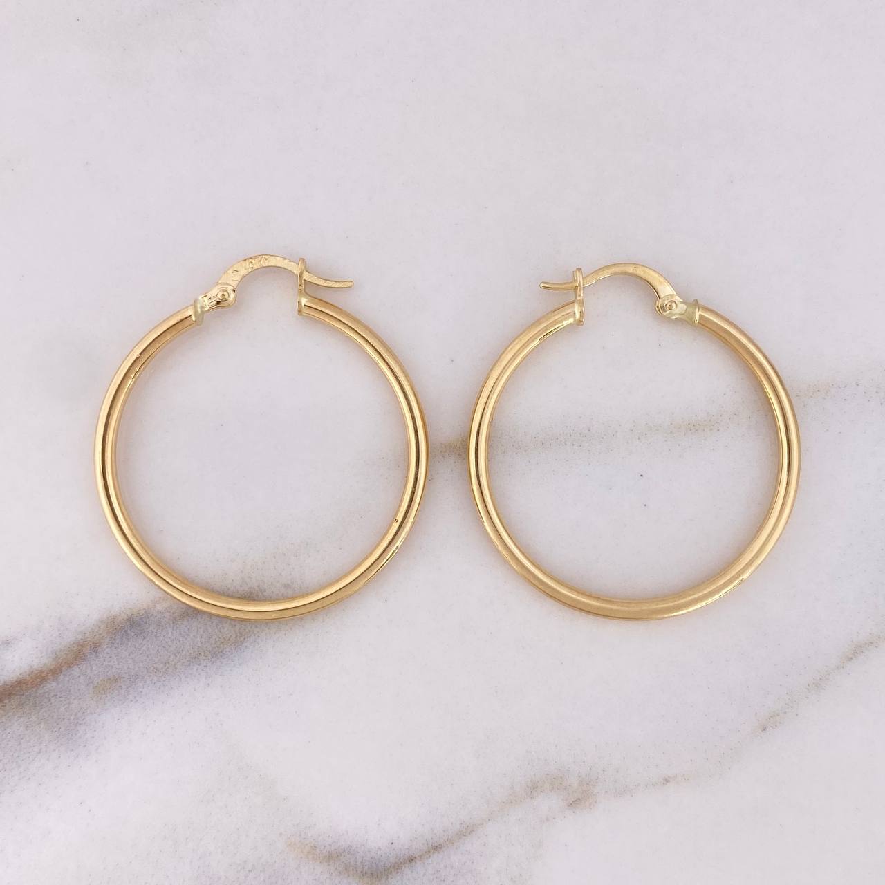 Candongas Jass 2gr / 3.2cm / Delgadas Lisas Oro Amarillo 18K &