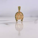 Dije Herradura Caballo 4.5gr / 2.6cm / Circones Verdes Oro Amarillo 18K #