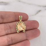 Dije Herradura Caballo 4.5gr / 2.6cm / Circones Verdes Oro Amarillo 18K #